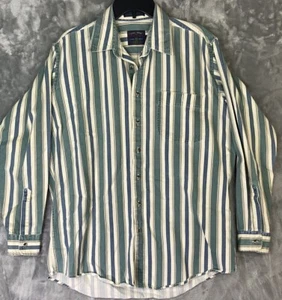 Members Only Men's Long Sleeve Shirt Button Up 100% Cotton Large Tall Striped - Picture 1 of 9