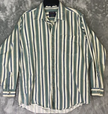 Members Only Men's Long Sleeve Shirt Button Up 100% Cotton Large Tall Striped - Image 1 of 4