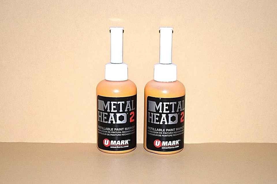 3 Metal Head Paint Markers 2 Oz Yellow Auto Salvage Industrial Junk Yard Crafts