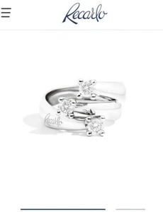 Recarlo 18kt White Gold Diamond Trilogy Ring Engagement Anniversary - Picture 1 of 7