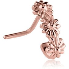 Nose Stud Ring Flower Nose Hugger 20G Rose Gold Pvd Surgical Steel L Bend