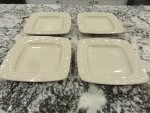 4 platos cuadrados de ensalada de almuerzo Longaberger Pottery Woven Traditions marfil 7 1/8" - Imagen 1 de 7