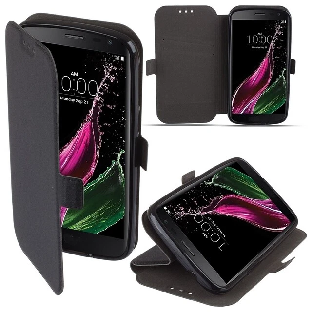Custodia Book Cover Silicone Flip Case Libro Eco Pelle Stand Per Lg K7 Lte Nera - Immagine 1 di 4