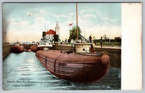 Postcard Sault Ste. Marie MI c1905 Whaleback Locking Up To Lake Superior UDB - Picture 1 of 2