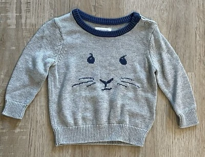 Beatrix Potter for Baby Gap Gray Blue Peter Rabbit Knit Sweater Boys Size 6-12m - Image 1 of 3