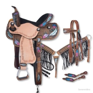 16 Zoll Silber Royal-Delilah-5 Stück Westernsattel Paket-Kristalle-Federn - Bild 1 von 2