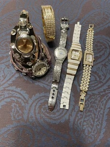 6 Piece Boutique Chic Rhinestone Glamor Watch Lot - Picture 1 of 4