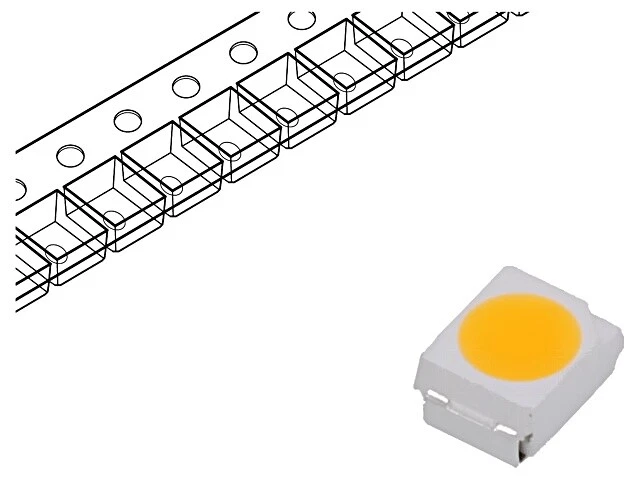 5X WW-WRA30TS-U1 LED SMD 3528,PLCC2 Warm White 7.5-8.5lm 120° 20mA 2.8-3.4V W... - Image 1 of 1