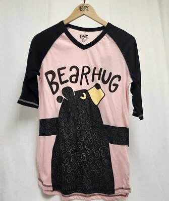 Lazy One Tee Long Tee 3/4 Length Sleeve Womens. NWT. BEAR HUG Pink - Image 1 of 4