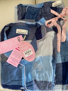 Peter Alexander Women’s Viscose Flannelette Blue Buffalo Check PJ set Large NWT - Picture 1 of 8