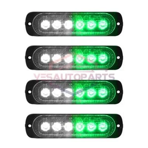 4x 6-LED White Green Car Recovery Flashing Grille Beacon Warning Strobe Lights - Picture 1 of 3