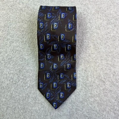 Corbata Ermenegildo Zegna azul negra mezcla de lana geométrica corbata clásica para adultos Foto 1 de 4