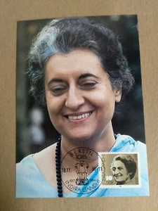 Estampilla RDA de ALEMANIA con postal a juego Indira Gandhi - Imagen 1 de 3