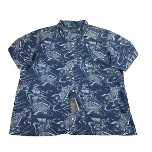 Polo Ralph Lauren Mens Big & Tall Koi Short Sleeve Button Down Shirt Blue 3XB - Picture 1 of 4