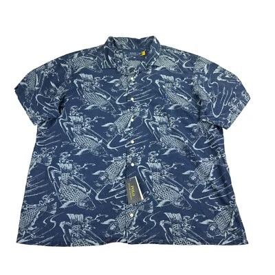 Polo Ralph Lauren Mens Big & Tall Koi Short Sleeve Button Down Shirt Blue 3XB - Image 1 of 4
