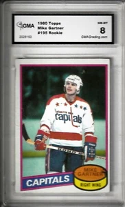 1980-81 Mike Gartner Rookie Card #195 Topps rc Graded 8 NM-MT - Bild 1 von 2