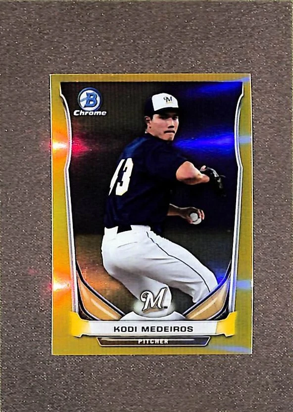 2014 Bowman Chrome Minis Yellow Refractor #301 Kodi Medeiros /25 - Image 1 of 3