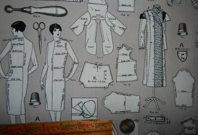 Dressmaking Vintage Notions cotton quilt fabric BTY Red Rooster sewing themed - Image 1 of 4