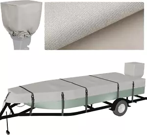 Heavy Duty Ture 900D Polyester Jon Boat Cover 14Ft - 16 Ft with Motor Cover, 100 - Picture 1 of 7