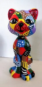 Folk Art Pottery Cat Figurine Hand Painted, Mexico - Picture 1 of 5