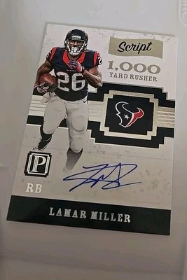 2017 Pantheon Script 1000 yard Rusher Lamar Miller autograph auto 4/25 TEXANS  - Image 1 of 2