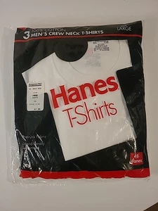 Vintage 90er Hanes Herren weiß Rundhalsausschnitt T-Shirts 3er Pack neu aus altem Lagerbestand Größe Large #2135 - Bild 1 von 6