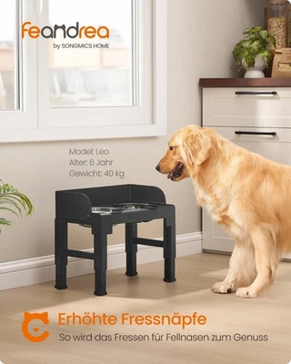 Feandrea Hundenapf erhöht, Futternapf mit Gestell, Fressnäpfe, höhenverstellbar - Bild 1 von 4