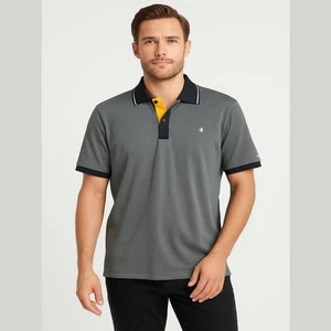 Men's IZOD Golf Polo Shirt Size L Gray and Navy - Picture 1 of 6