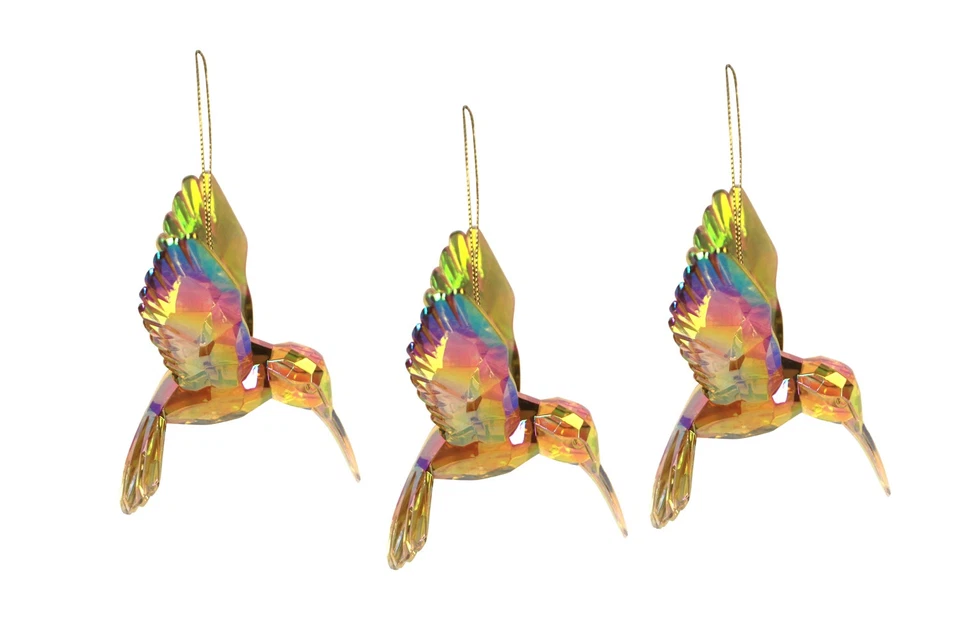 Gisela Graham Clear Amber Acrylic Hummingbird Christmas Dec 9cm