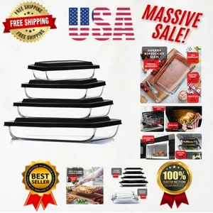 Non-Toxic Glass Casserole Dishes with Lids - Perfect for Cooking & Storage - Imagen 1 de 11