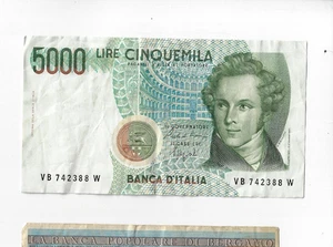 ITALIA I TALY BANK NOTE CURENCY 1985 USED 5000 LIRE - Picture 1 of 1
