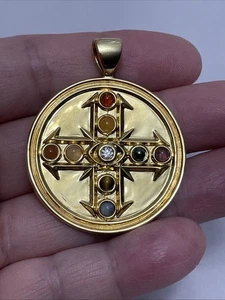 My HWH brand Stone Glass  Bead Medal Pendant - Picture 1 of 9