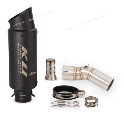 51MM For Kawasaki Ninja ZX10R 2011-2025 Exhaust Mid Link Pipe Black Muffler Tips - Изображение 1 из 4