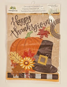 Happy Thanksgiving Decorative Garden Burlap Flag By Evergreen - Picture 1 of 7