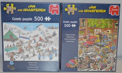 Jumbo Jan van Haasteren 2 x 500 pezzi caos stradale / corsa delle renne NUOVO - Immagine 1 di 4