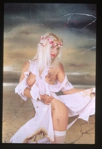 Ilona Staller Risque Busty Leggy Pin up Vintage Photo Agency 35mm Transparency  - Picture 1 of 1