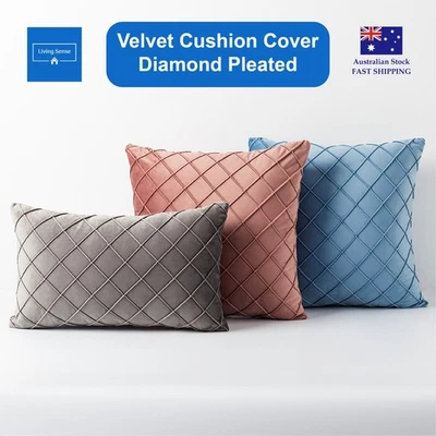 Capa de almofada de veludo plissada diamante fronha decoração sofá lance quadrado macio - Imagem 1 de 4