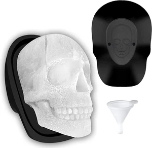 Extra große 3D Totenkopf Eiswürfelform - Silikon Eisformen für Whisky mit Trichter - Bild 1 von 12