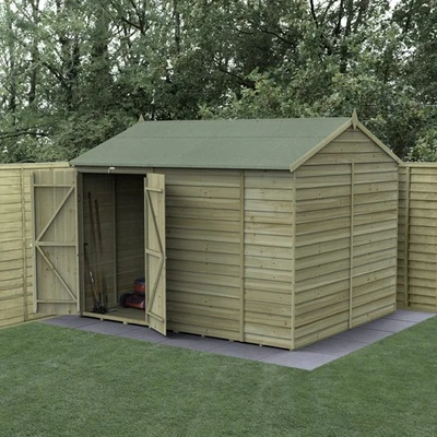 FOREST GARDEN Forest 4LIFE 10x8 Shed Reverse Apex Double Door No Windows Wooden Garden Shed