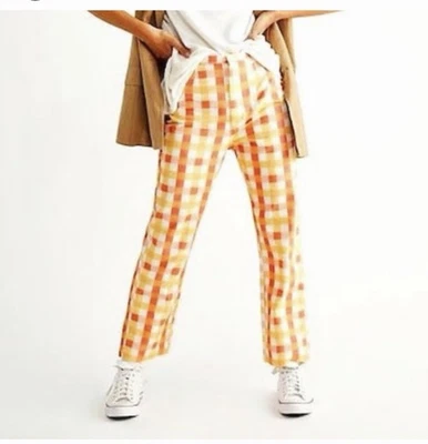 Pantalones cortos de cintura alta FREE PEOPLE She's All That a cuadros naranja talla 6 para mujer Foto 1 de 4