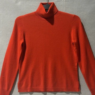 J.CREW Sweater Women Sz M Red Orange Turtleneck 100% Cashmere Travel Ready L/S - Image 1 of 4