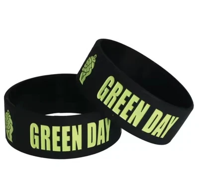 Black GREEN DAY Silicone Bracelet Rubber Wristband Cuff Bangle Fan Merchandise - Image 1 of 4