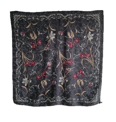 GRACEFUL unbranded Silk Gray Scarf W/a Detailed Floral Pattern 36”/34”EX CON - Image 1 of 4