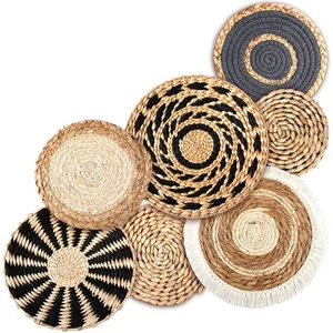 7 Pcs Boho Wall Basket Decor Hanging Handcrafted Seagrass Woven Round Bohemia... - Picture 1 of 6