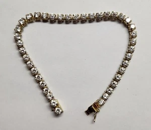 Sterling Gold Vermeil Faux Diamond Tennis Bracelet - Picture 1 of 7