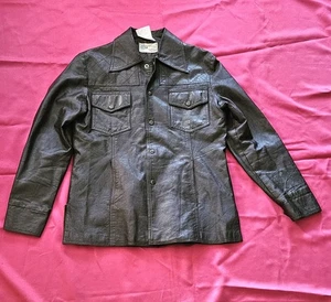 NDS Herren Kmart dunkelbraune Leder Langarm Jacke Größe S - Bild 1 von 12