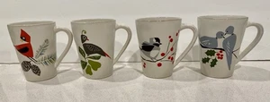 Crate & Barrel Marin Winter Vögel Becher Set Holiday Jane Dixon 2015 4er Set - Bild 1 von 10