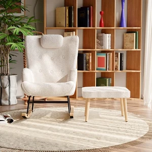 Ruhesessel mit Hocker Relaxsessel Teddy Ohrensessel Polstersessel Wohnzimmer. - Bild 1 von 12