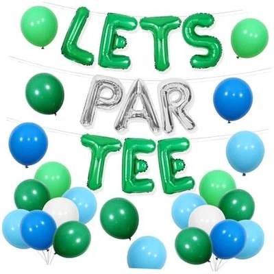  Golf Party Decorations for Boys Men, Blue Green Let's ParTee Balloon Banner,  - Image 1 of 4