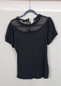 Blusa Emi & Joe M Negra Transparente Punto Suizo Malla Yugo - Imagen 1 de 9